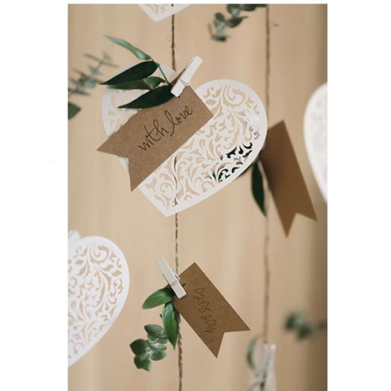 Etichette Personalizzate A Cuore 100 Pezzi - Carta Kraft Bianca E Marrone Doppia Faccia Vuota Per Bomboniere H 485315 - Foto 5