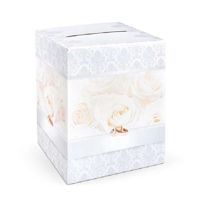 CARD BOXE BIANCA CON ROSE - PER MATRIMONIO