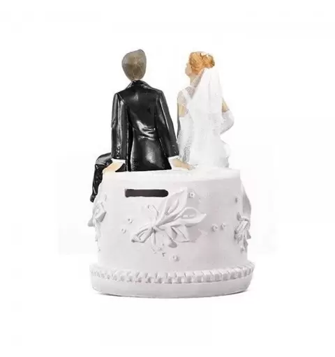 SPOSI SEDUTI SULLA TORTA - CAKE TOPPER CON SALVADANAIO