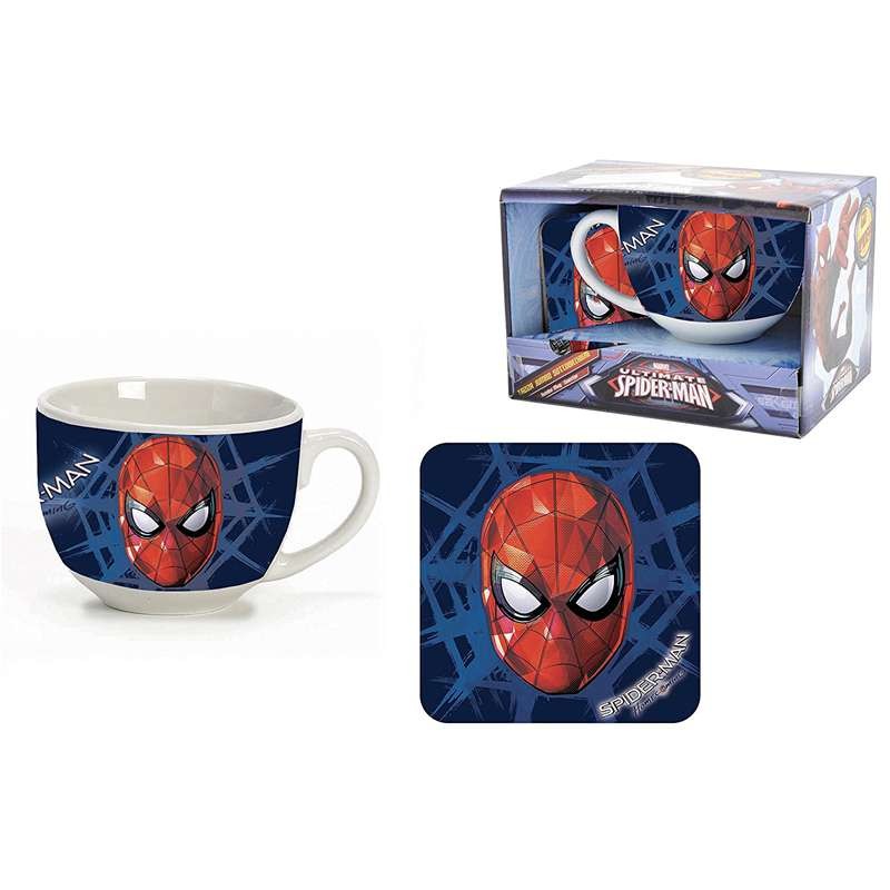 Tazza spiderman con sottobicchiere - regalo per bambini
