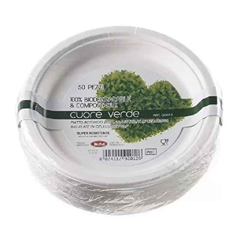 PIATTI ROTONDI BIODEGRADABILI - 50 PZ