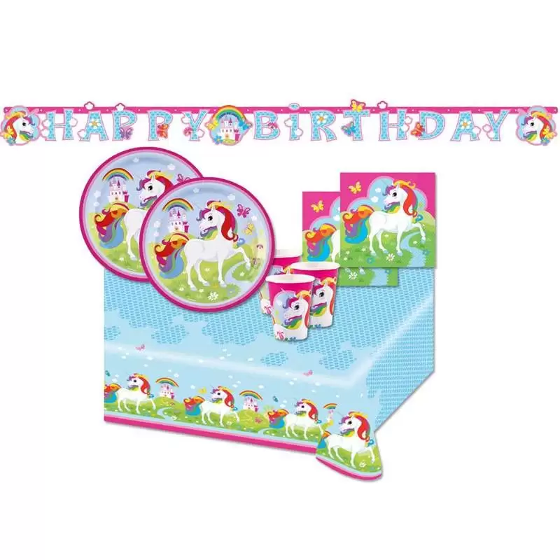KIT N.13 UNICORNO RAINBOW - ADDOBBI COMPLEANNO FANTASY