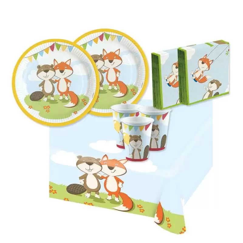 KIT N.3 LA VOLPE E IL CASTORO - SET TAVOLA PER 40 PERSONE