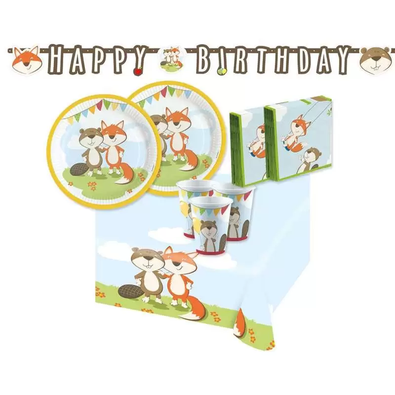 KIT N.13 LA VOLPE E IL CASTORO - ADDOBBI PER FESTE DI COMPLEANNO
