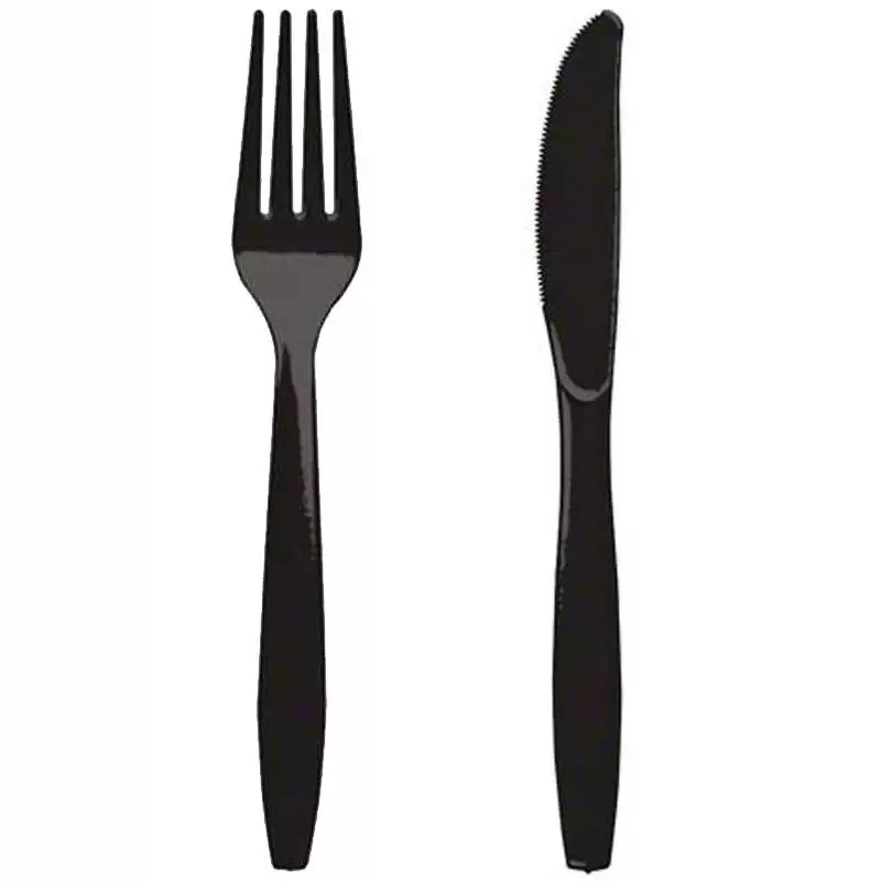 FORCHETTE E COLTELLI NERI - POSATE DI PLASTICA