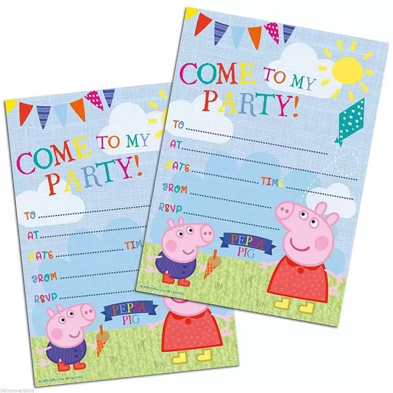 INVITI DI COMPLEANNO PEPPA PIG – CON BUSTINE 20 PZ