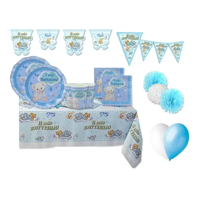 KIT N.46 BATTESIMO TEDDY CELESTE - ADDOBBI PER LA FESTA
