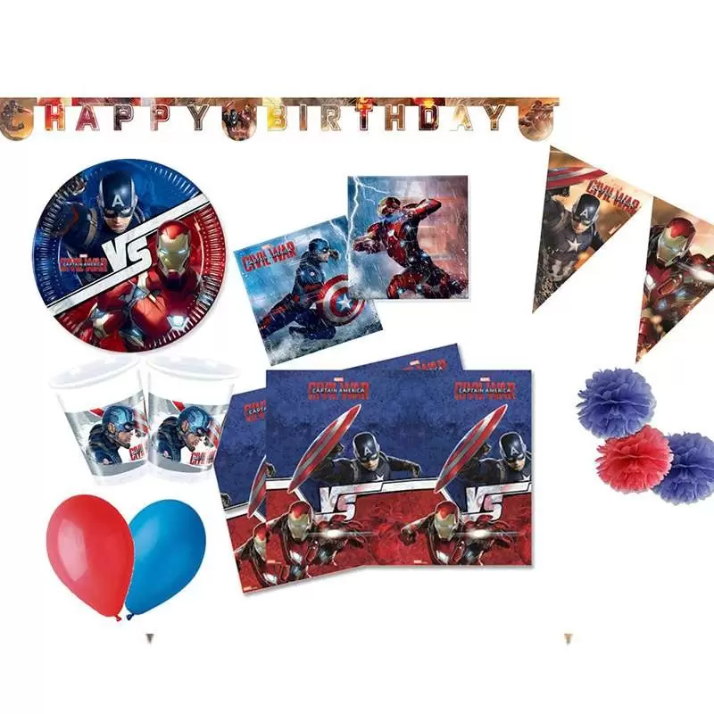 KIT N.46 AVENGERS CIVIL WAR - ADDOBBI COMPLEANNO