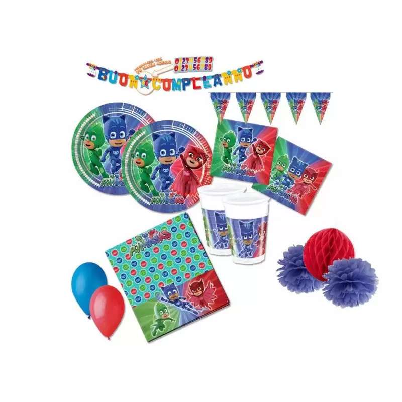 KIT N.58 SUPER PIGIAMINI - SET TAVOLA PJ MASKS