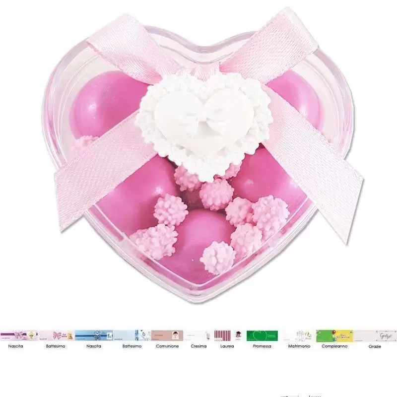 SCATOLINA A CUORE CON GESSETTO BIANCO - BOMBONIERE ORIGINALI LIETO EVENTO