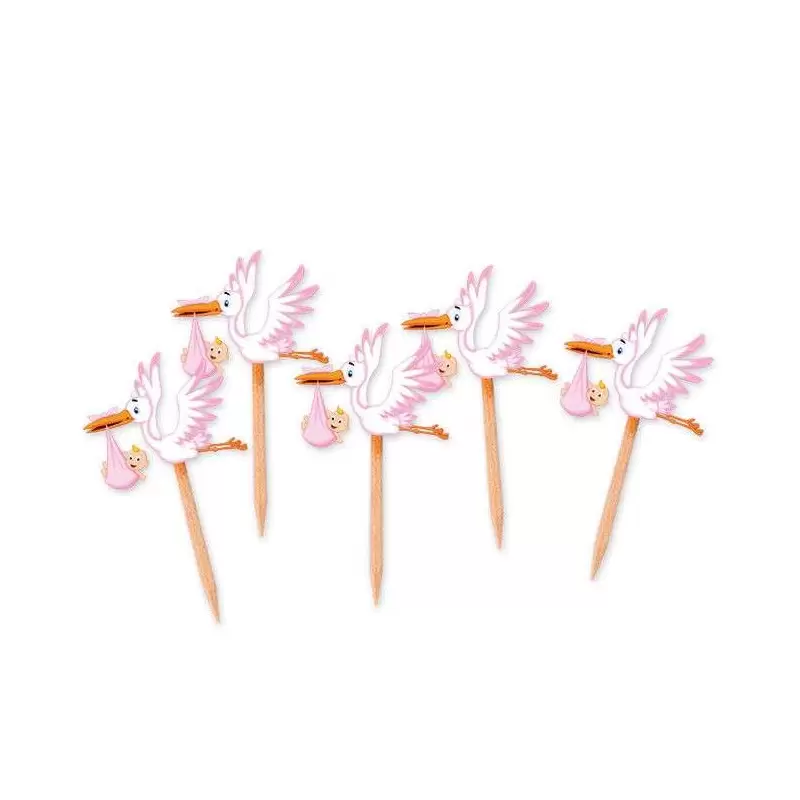 STUZZICADENTI CICOGNA ROSA O CELESTE - 75 PZ