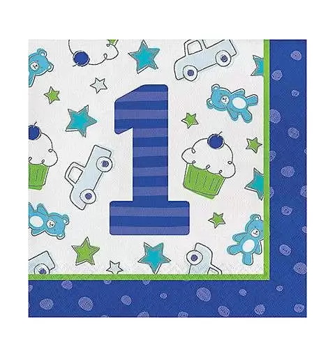 TOVAGLIOLI PRIMO COMPLEANNO DOODLE CELESTE - 16 PZ