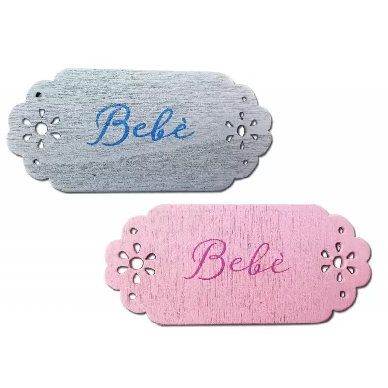 TARGHETTE BEBÈ ROSA O CELESTE – ETICHETTE IN LEGNO
