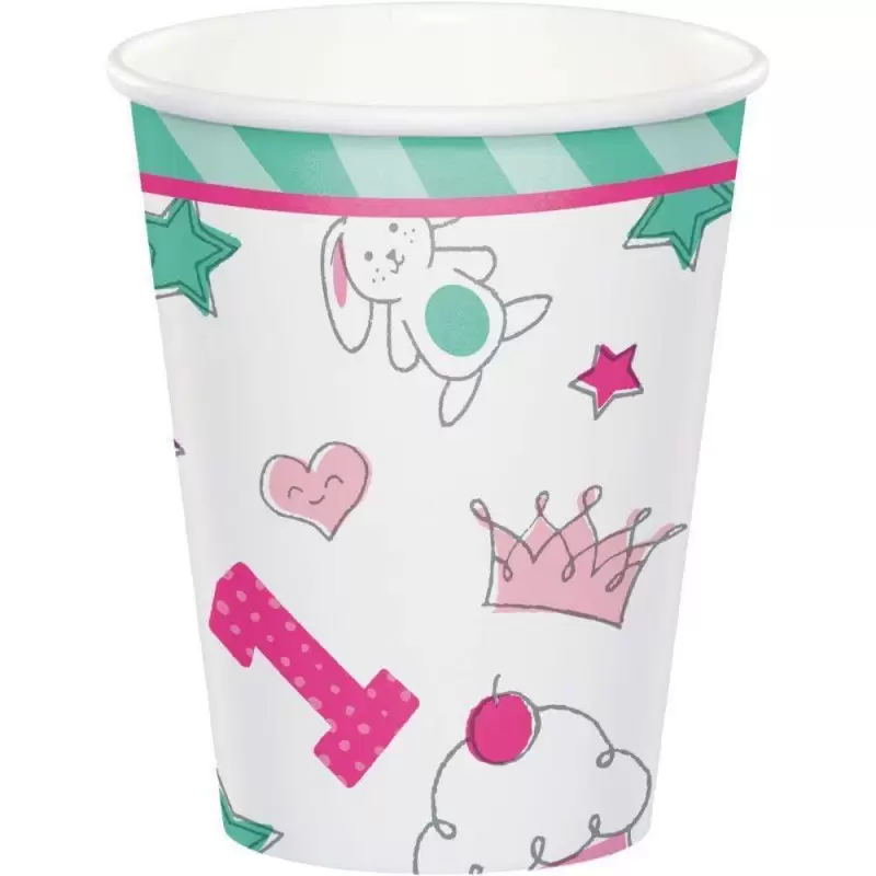 KIT N.13 DOODLE ROSA 1 ANNO – ADDOBBI PRIMO COMPLEANNO