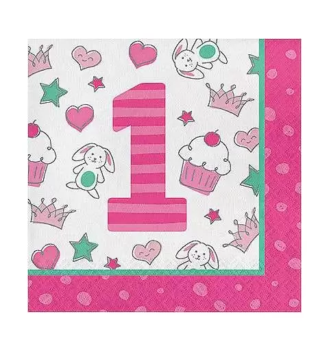 TOVAGLIOLI DOODLE ROSA PRIMO COMPLEANNO