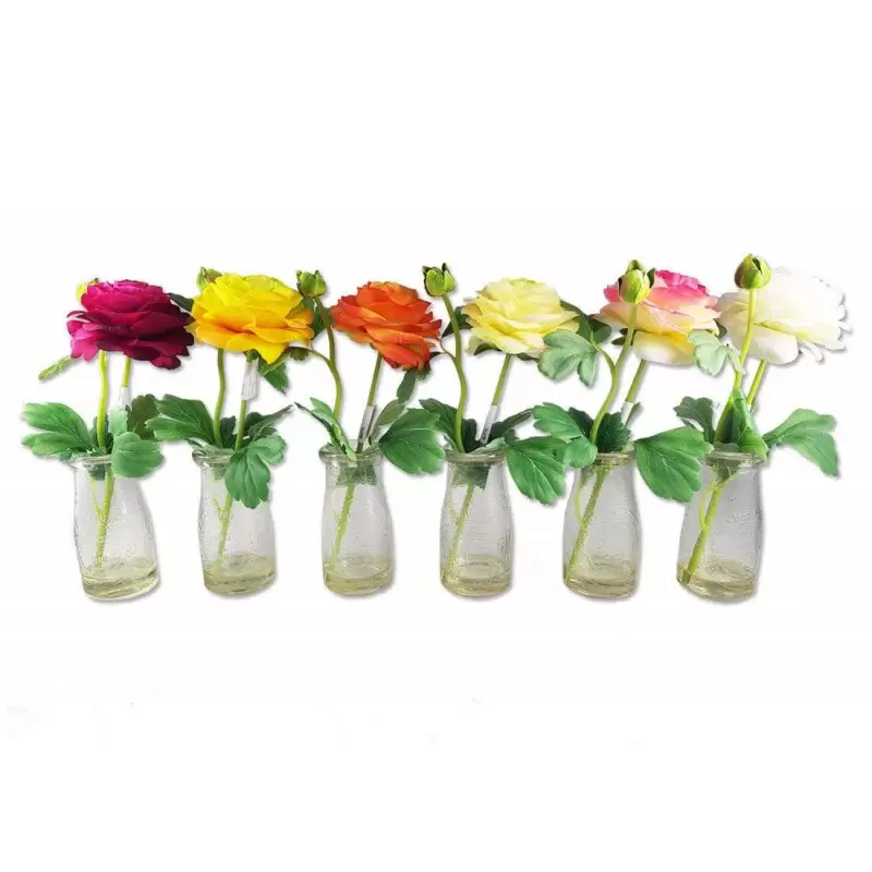VASETTI IN VETRO CON ROSA FINTA – DECORAZIONE PER FESTE E CERIMONIE
