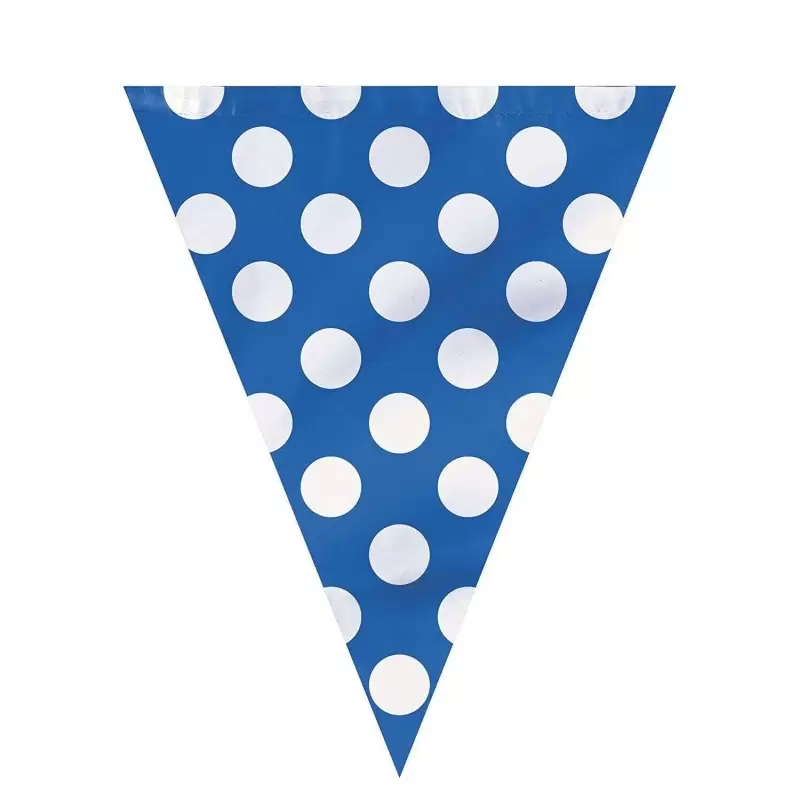 FESTONE BANDIERINE BLU A POIS BIANCHI – ADDOBBI PER FESTE