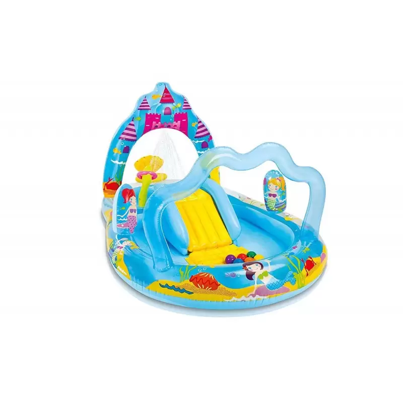 CASTELLO GONFIABILE - PISCINA POMPA ELETTRICA E BOLLE DI SAPONE PRINCIPESSE