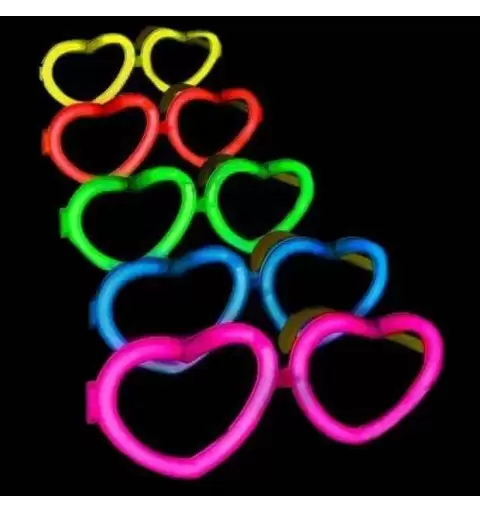 OCCHIALI LUMINOSI A FORMA DI CUORE - GADGET LUMINOSI PER FESTE