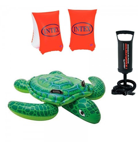 TARTARUGHA GONFIABILE BRACCIOLI E POMPA MANUALE – SET MARE