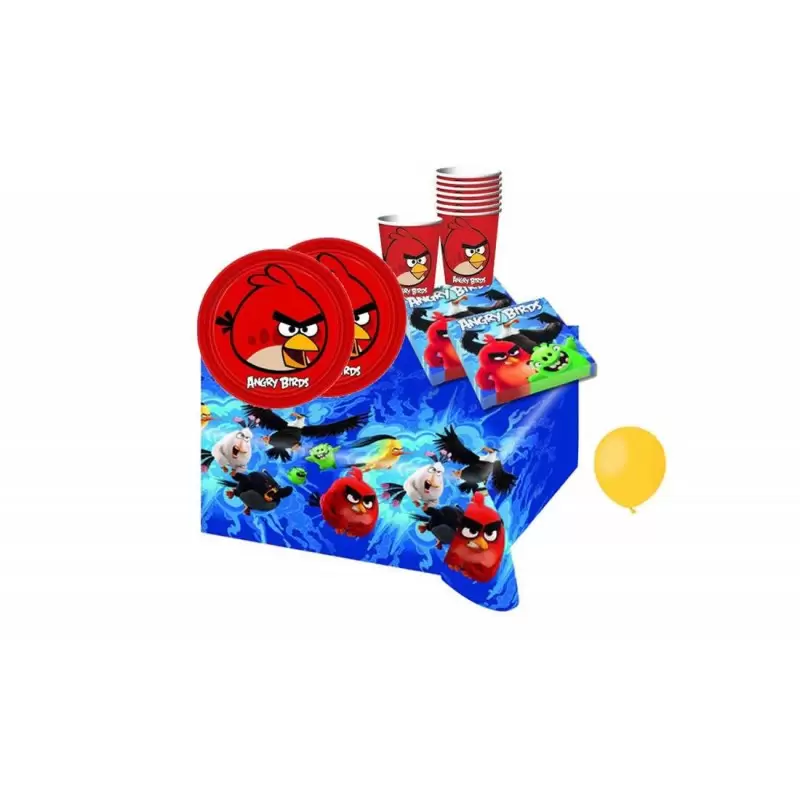 KIT N 8 COORDINATO ANGRY BIRDS SET COMPLEANNO CON PALLONCINI