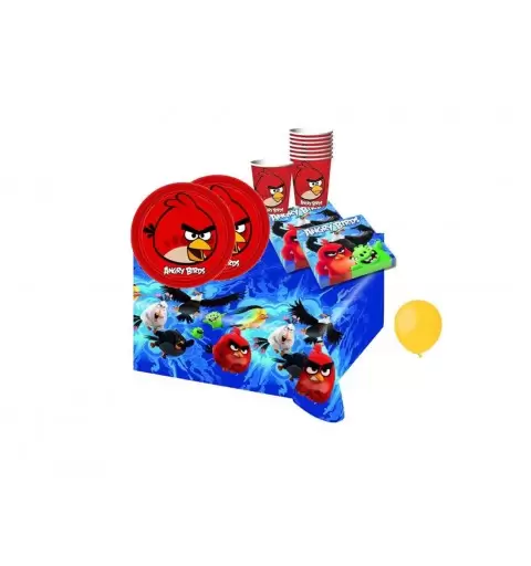 KIT N 8 COORDINATO ANGRY BIRDS SET COMPLEANNO CON PALLONCINI