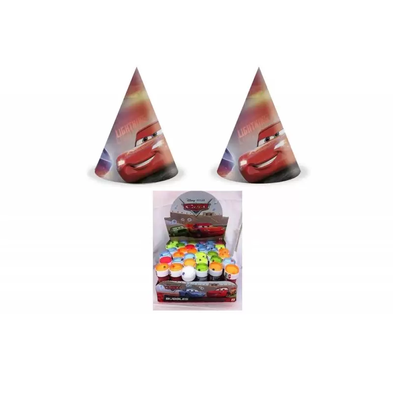 IRPot - SET CAPPELLINI CARS PIU BOLLE DI SAPONE GADGET COMPLEANNO BAMBINO FESTA