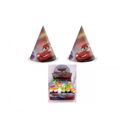 IRPot - SET CAPPELLINI CARS PIU BOLLE DI SAPONE GADGET COMPLEANNO BAMBINO FESTA