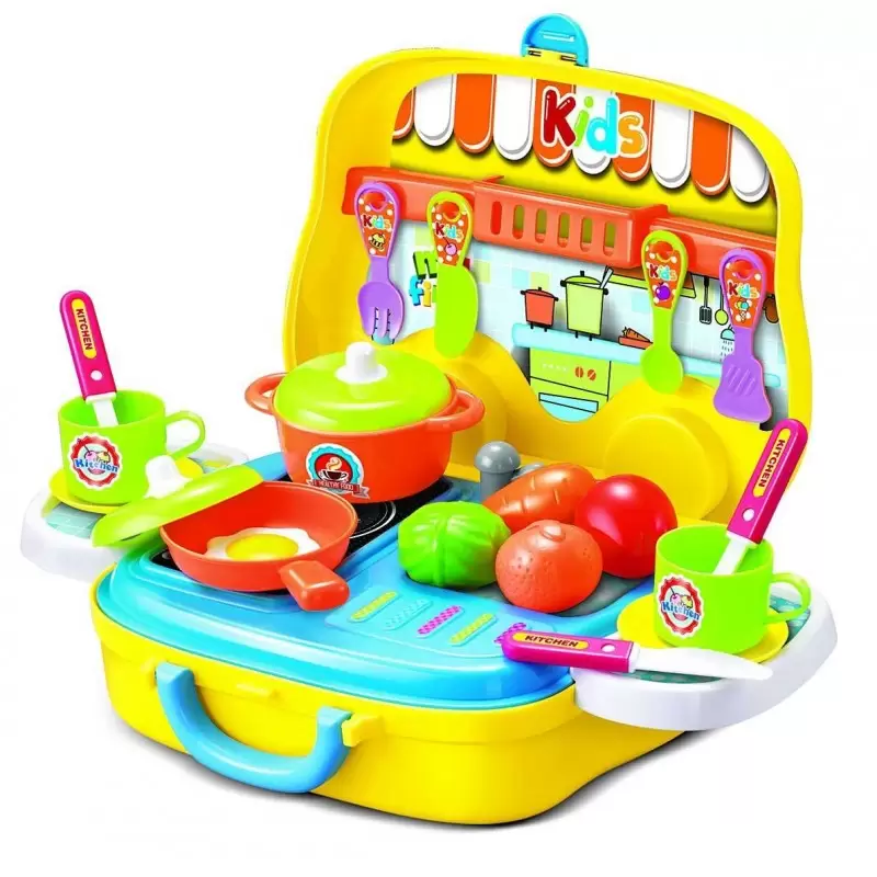 VALIGETTA GIALLA CUCINA – VALIGETTA MINI CUCINA CON RUOTE