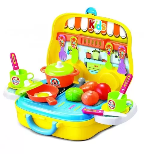 VALIGETTA GIALLA CUCINA – VALIGETTA MINI CUCINA CON RUOTE
