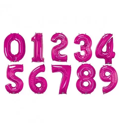 PALLONCINI NUMERI DA 40 CM - BLU MAGENTA O ARGENTO