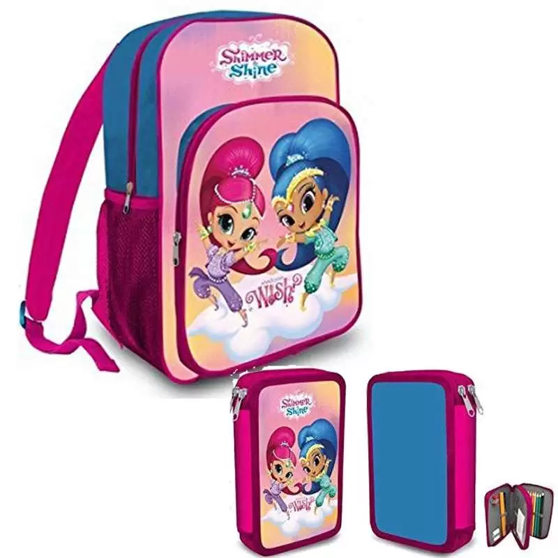 COMPLETO SCUOLA SHIMMER AND SHINE - ZAINO E ASTUCCIO PER BAMBINE