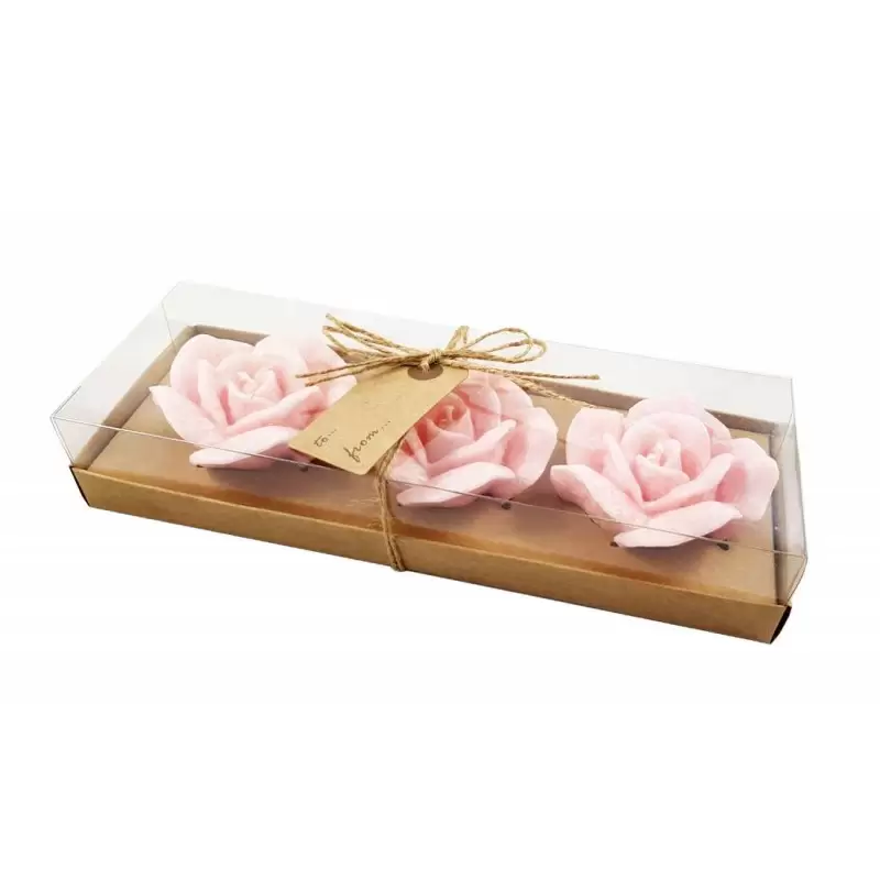 CANDELE A FORMA DI ROSA - CONFEZIONE DI TRE CANDELE