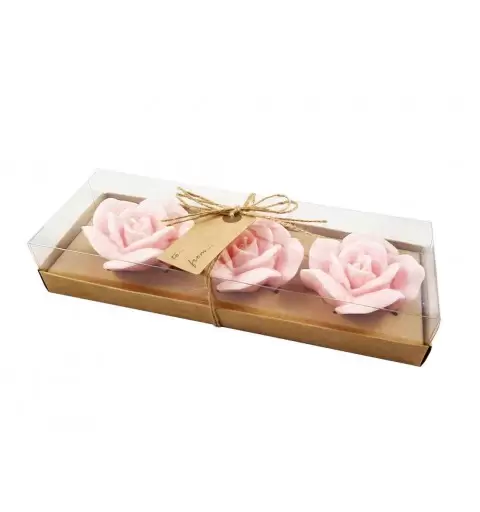 CANDELE A FORMA DI ROSA - CONFEZIONE DI TRE CANDELE