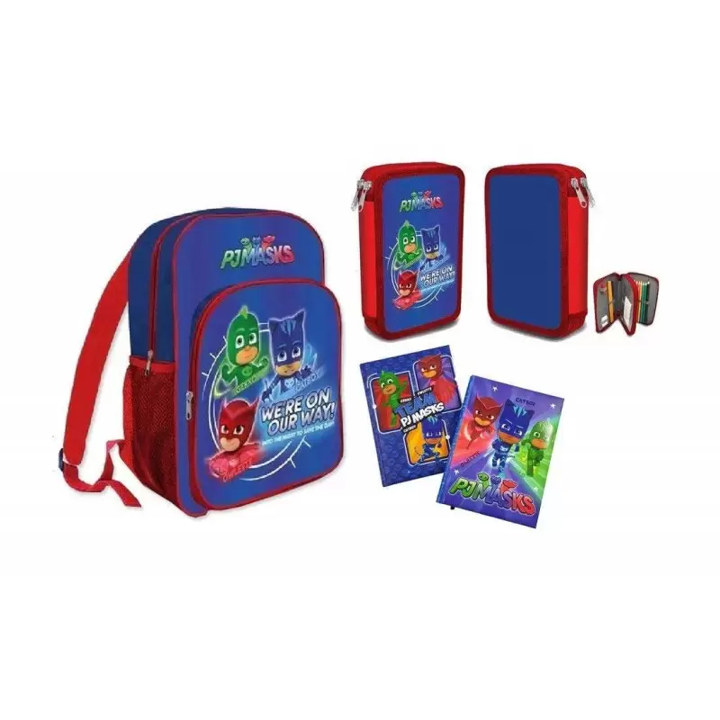 ZAINO ASTUCCIO E DIARIO SUPER PIGIAMINI – SET PER LA SCUOLA PJ MASKS