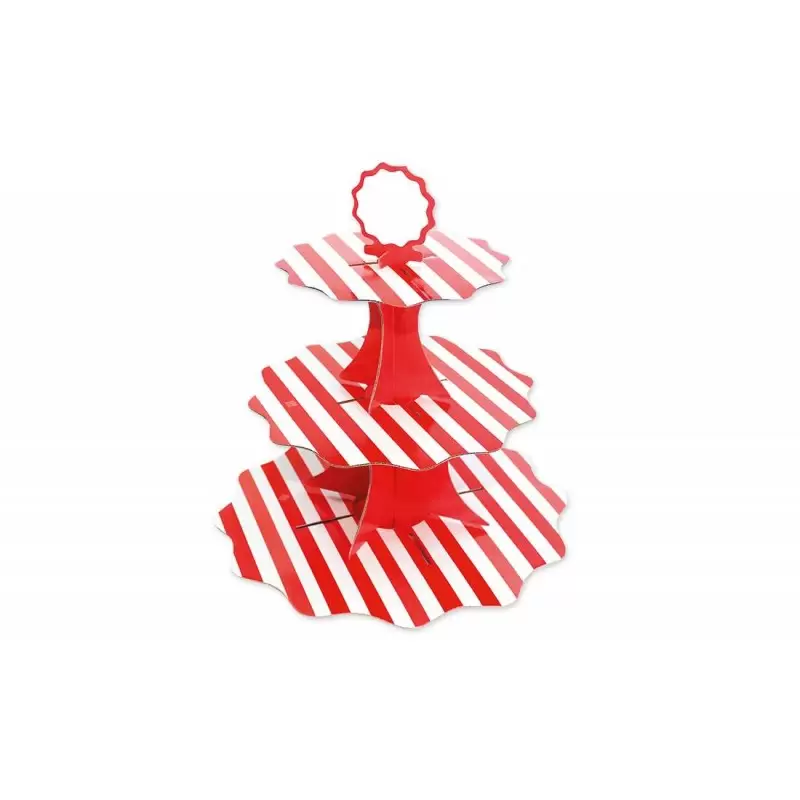 ALZATINA ROSSA E BIANCA A STRISCE - ESPOSITORE CUPCAKE