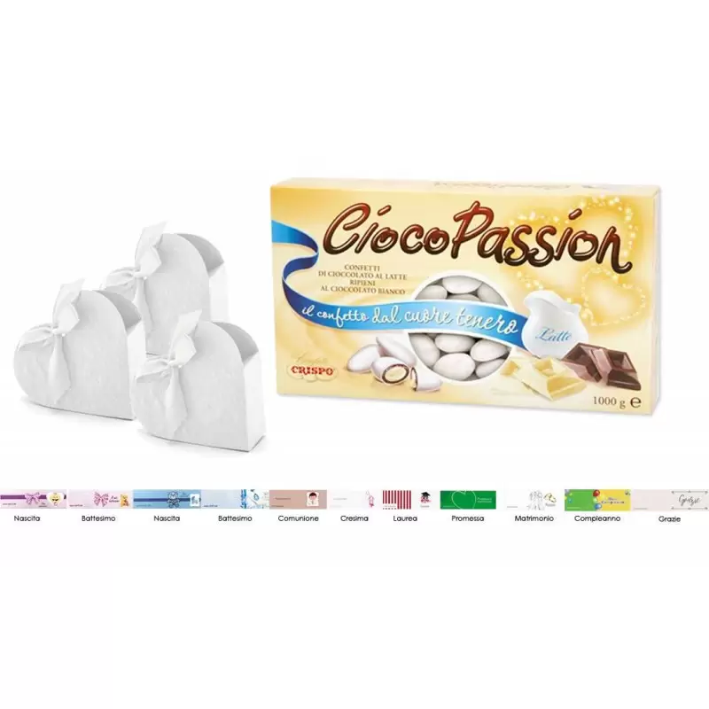 SCATOLINE A CUORE BIANCHE CON CONFETTI - BOMBONIERE ELEGANTI E CHIC