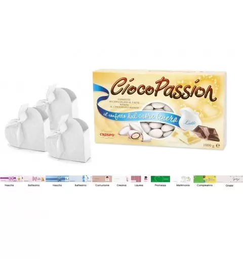 SCATOLINE A CUORE BIANCHE CON CONFETTI - BOMBONIERE ELEGANTI E CHIC