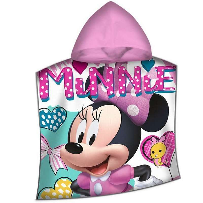 Accappatoio Poncho Bimba con cappuccio Minnie Disney