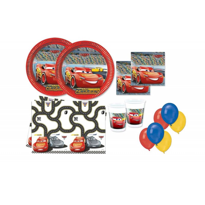 KIT N4 309 PZ COMPLEANNO BAMBINO CARS + 100 PALLONCINI