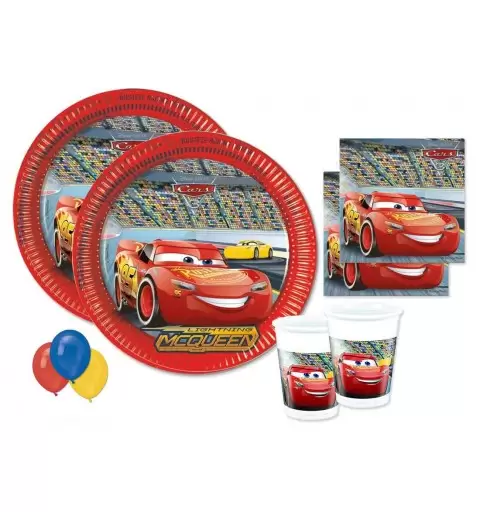 KIT N22 COORDINATO COMPLEANNO CARS PIU 100 A50 MULTICOLOR