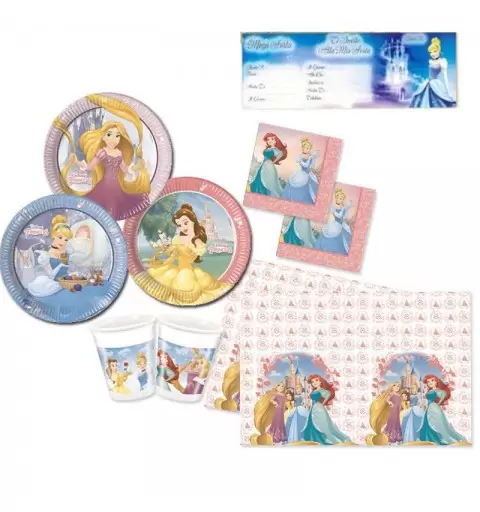 KIT N9 104 PZ COMPLEANNO BAMBINA CENERENTOLA AND CO DISNEY CON INVITI
