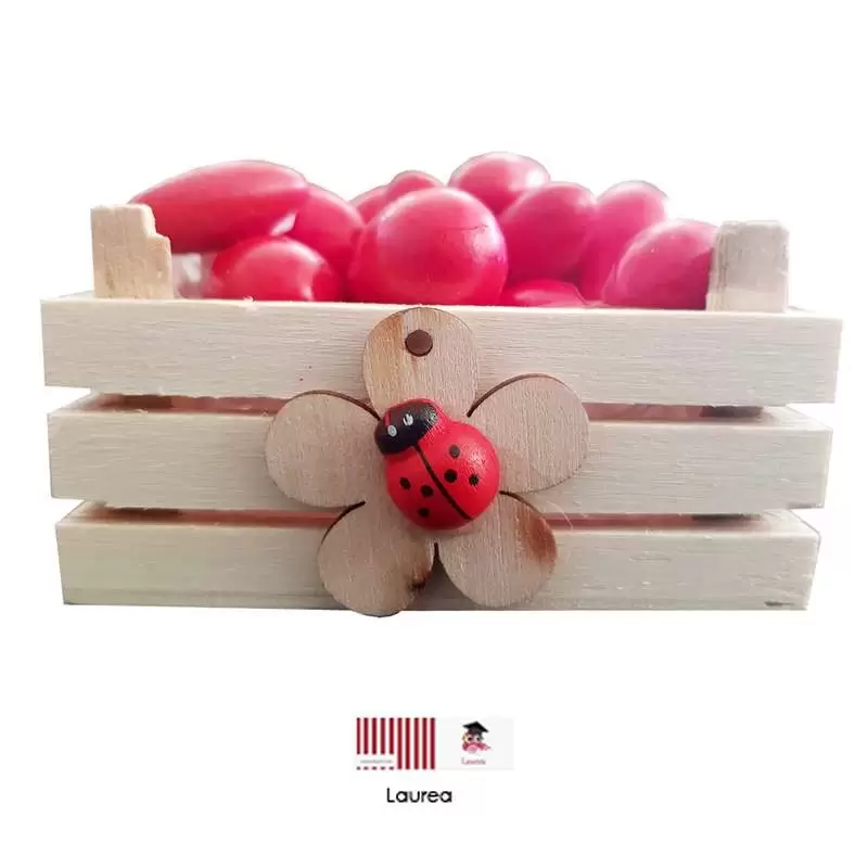 CASSETTINE DI LEGNO CON FIORE E COCCINELLA - IDEE PER LA LAUREA