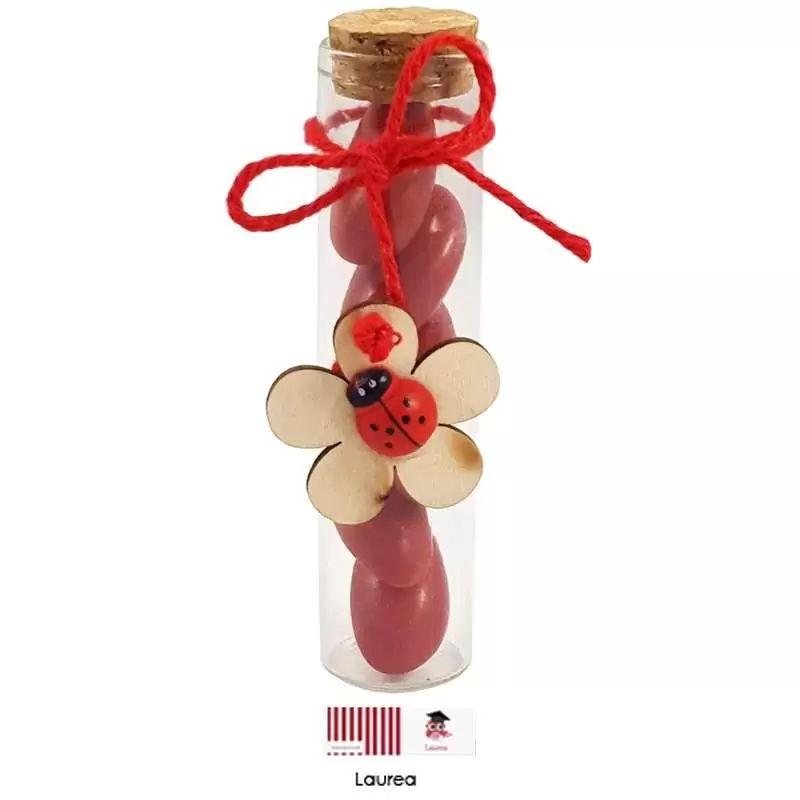 PROVETTE DI VETRO PER LA LAUREA - CON DECORAZIONE FIORI E COCCINELLE