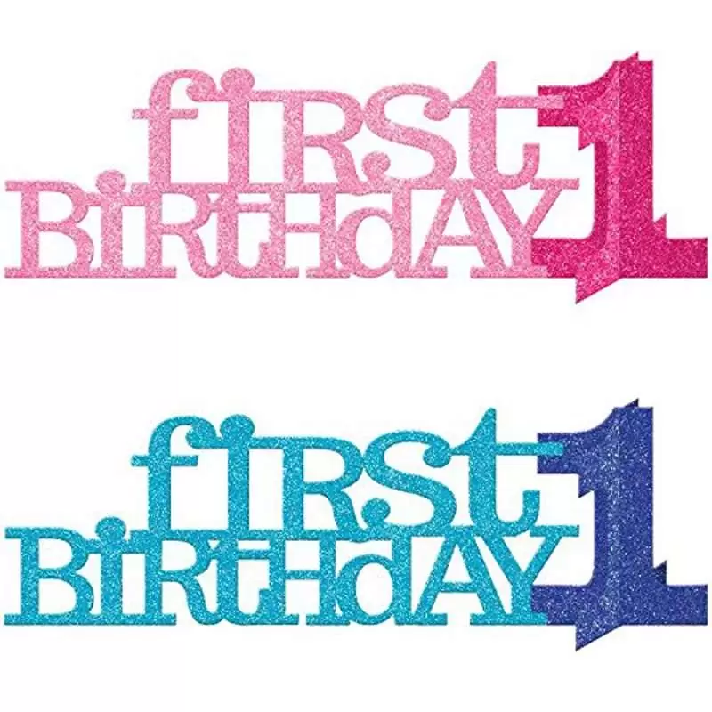 PRIMO COMPLEANNO ROSA O CELESTE – SCRITTA FIRST BIRTHDAY