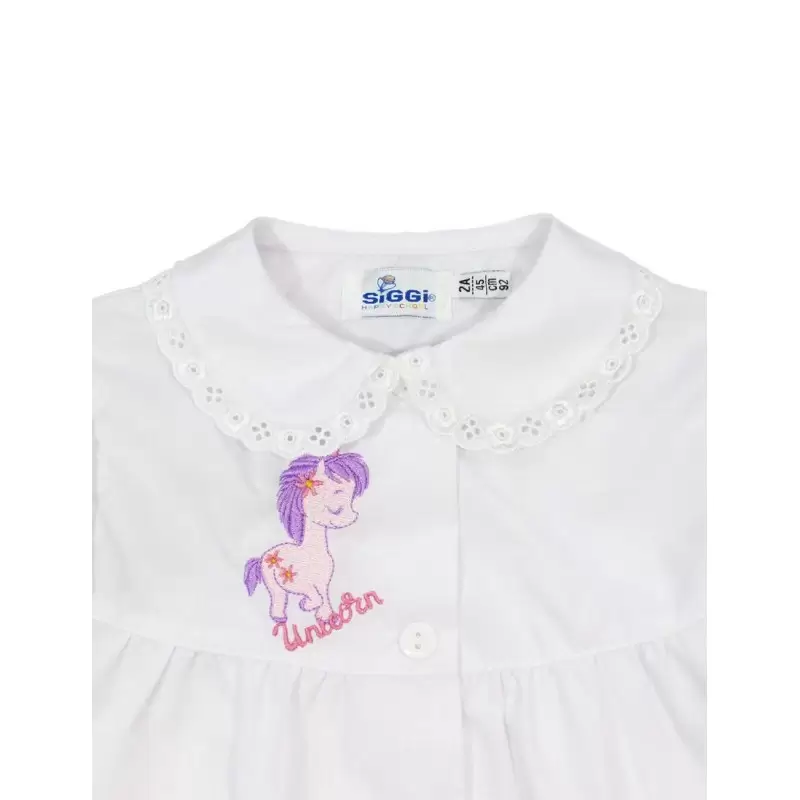 GREMBIULE BIANCO PER BAMBINA - GREMBIULINO ASILO CON UNICORNO