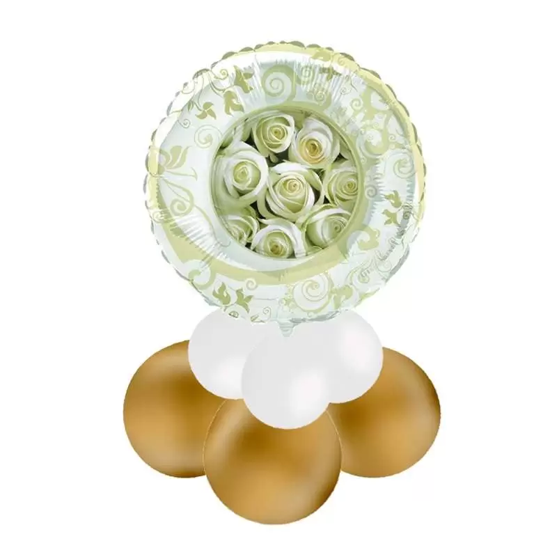 CENTROTAVOLA DI PALLONCINI MATRIMONIO ROSE BIANCHE