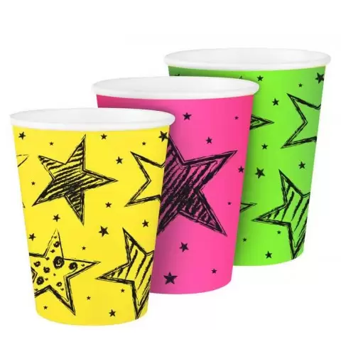 BICCHIERI STELLE NEON - 6 PZ
