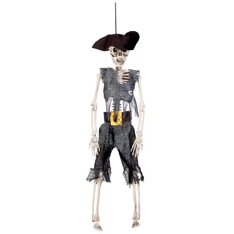 SCHELETRO PIRATA GRIGIO CON CAPPELLO NERO