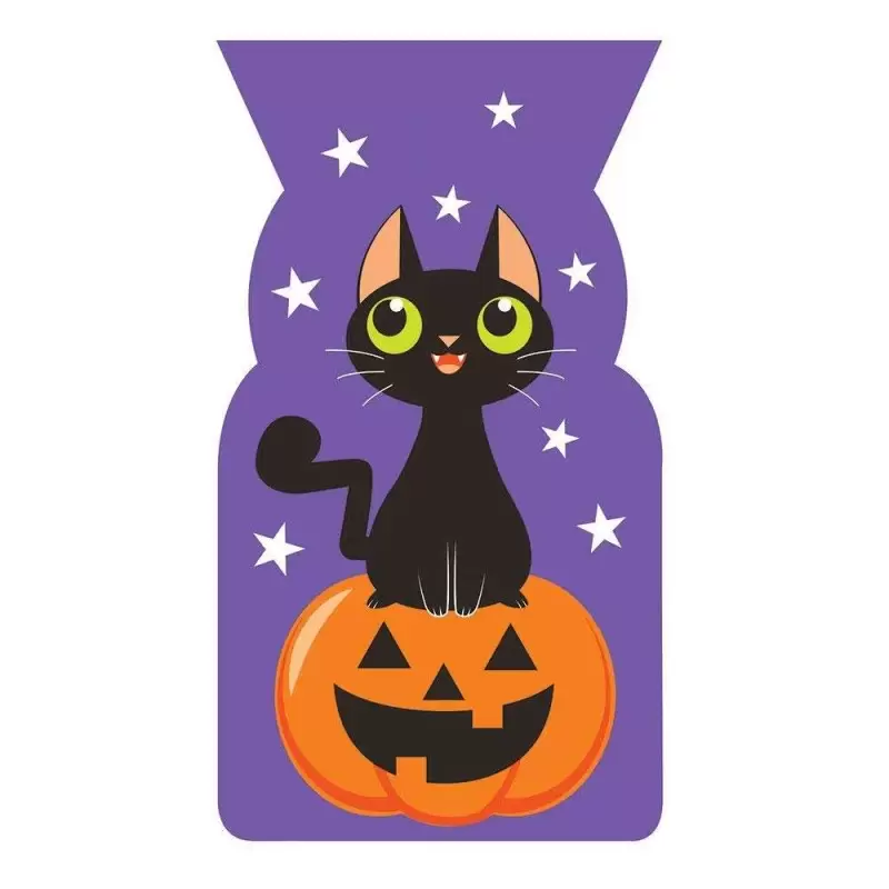 BUSTINE DI PLASTICA HALLOWEEN – GATTO NERO E ZUCCA